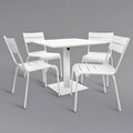 Bfm Seating BFM Beachcomber 32'' Square White Powder Coated Aluminum Dining Height W/ Umbrella Hole , 4 Chairs 163YKMB32WHU